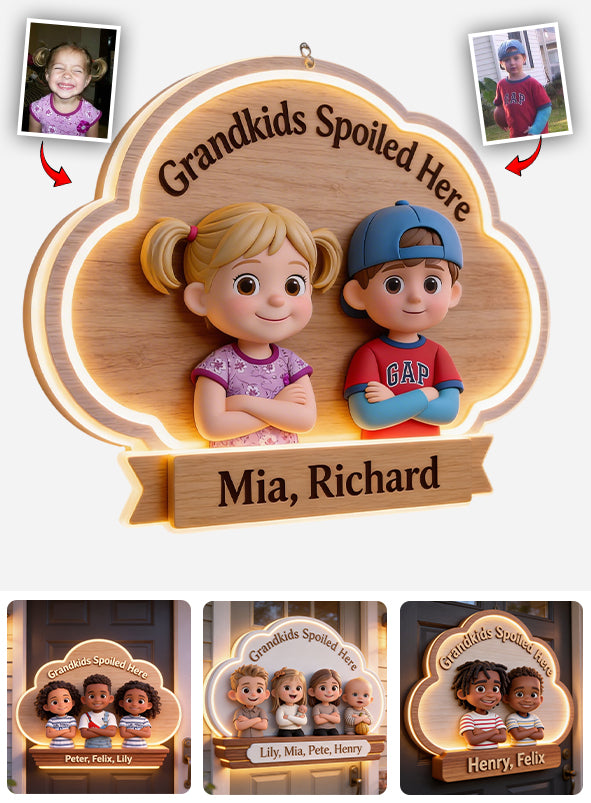 Grandkids Spoiled Here - Personalized Grandma LED Light Acrylic Sign