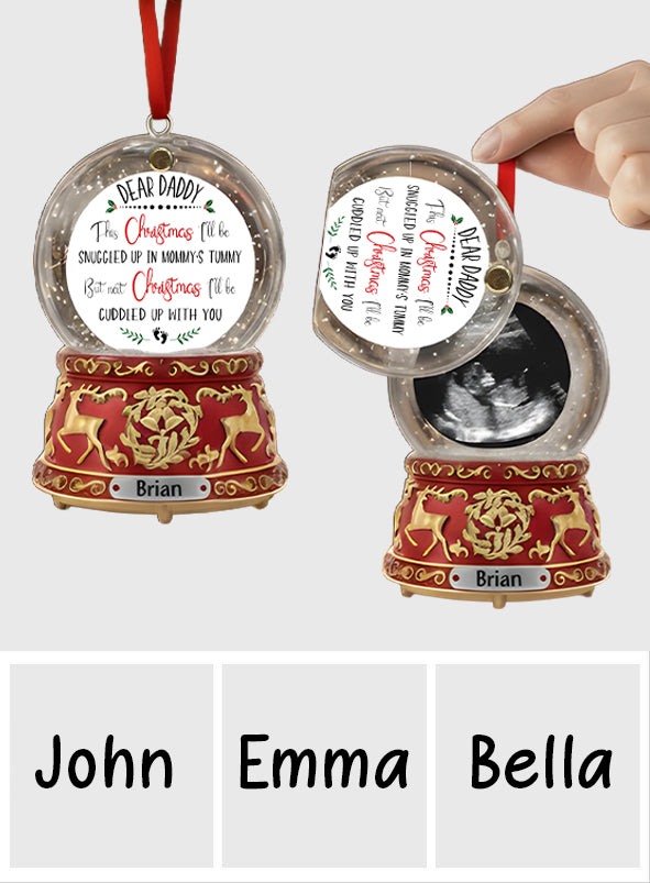 Love From The Bump - Perfect Gift For Daddy-to-be - Crystal Snowball Music Box Ornament - Personalized Pregnancy Flip Ornament