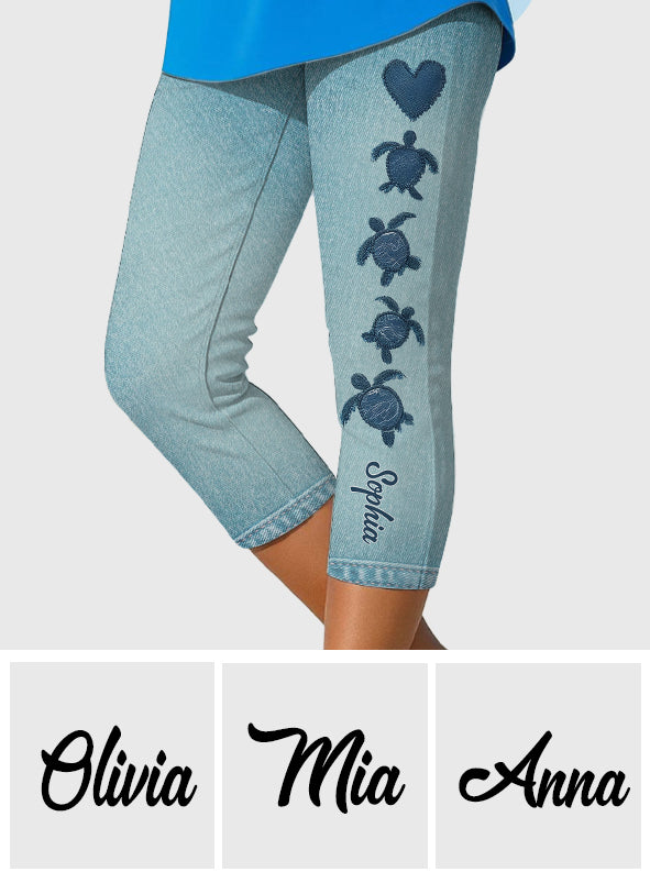 Personalisierte Capri-Leggings mit Schildkrötenmotiv