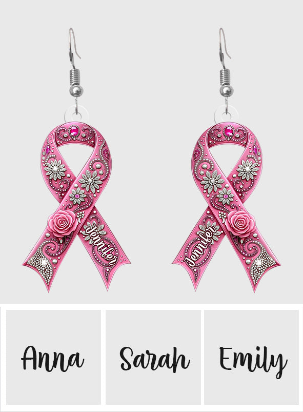 Breast Cancer Awareness - Personalized Breast Cancer Awareness Earrings