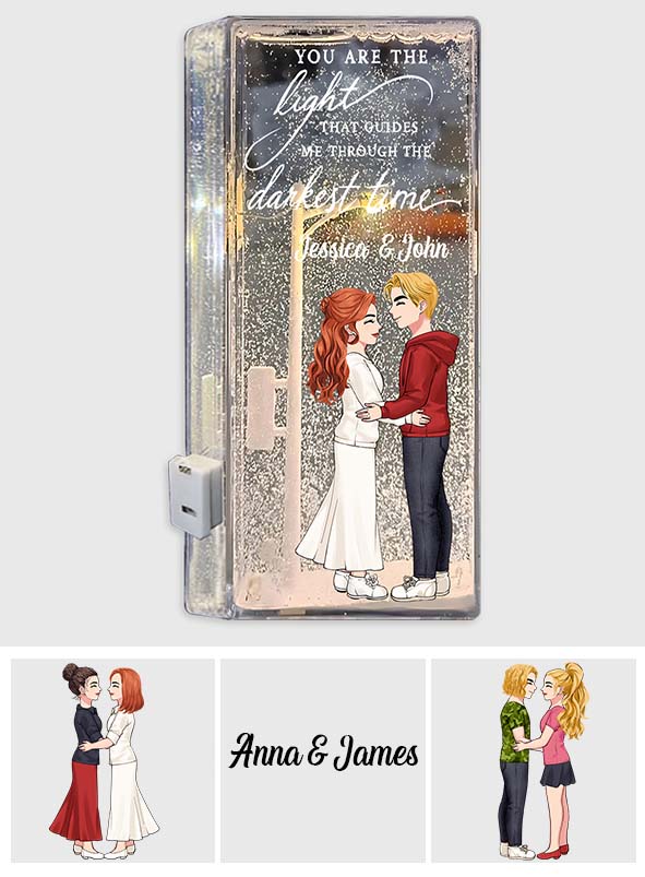 Du bist das Licht, das mich durch die dunkelsten Nächte leitet – Personalisierte Schneeflocken-Nachtlampe für Paare