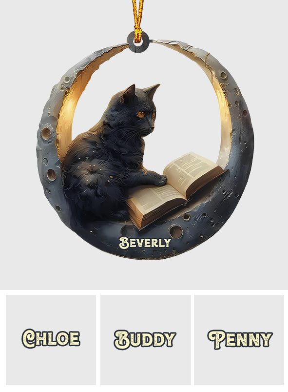 Cat & Books - Personalized Book Ornament