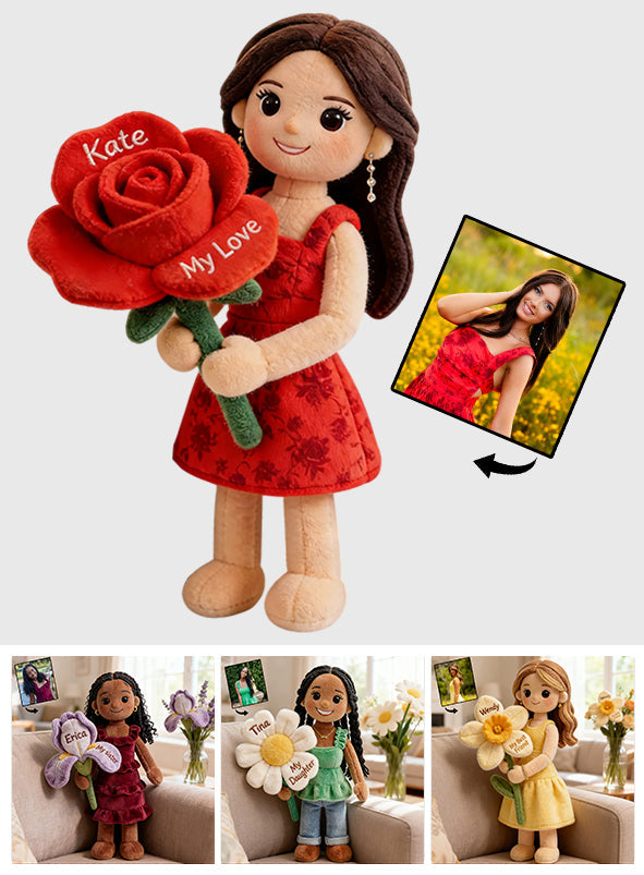 Geburtsblume mit Foto personalisieren – Premium-Kunstfellkissen zur Selbstliebe