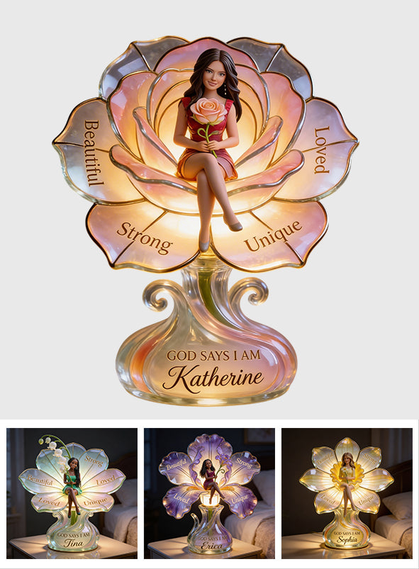 Geburtsblume nach Wunsch – personalisiertes LED-Nachtlicht aus Acryl zur Selbstliebe (Foto nach Wunsch)