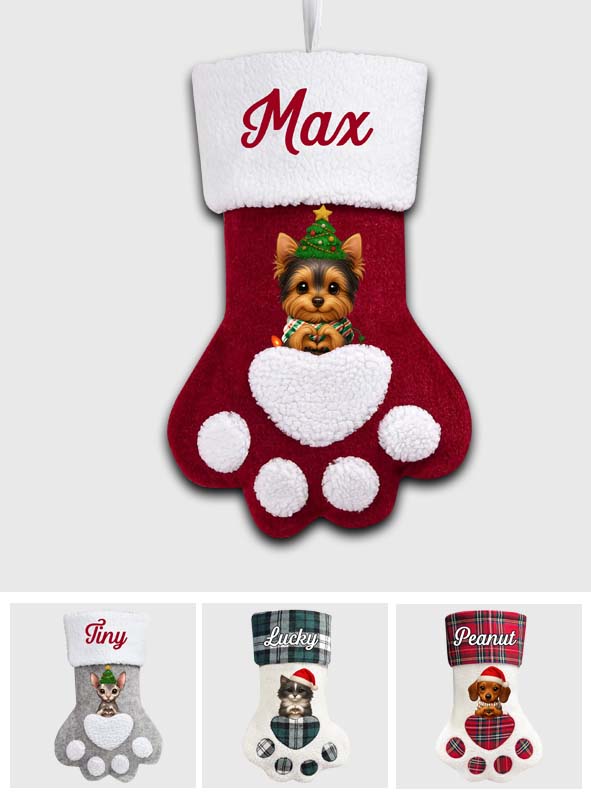 Merry Woofmas! - Personalized Dog Shaped Christmas Stocking