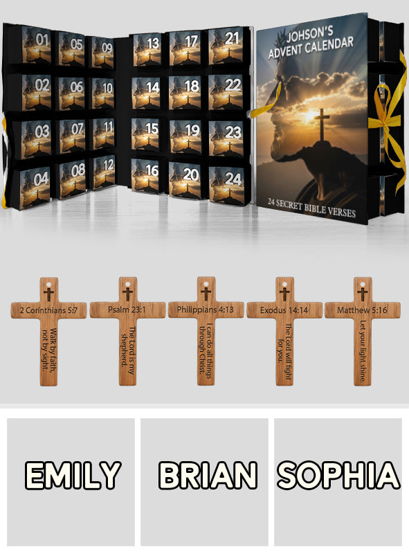 Adventskalender mit Bibelversen – Personalisierter christlicher Faltkalender mit Ornamenten