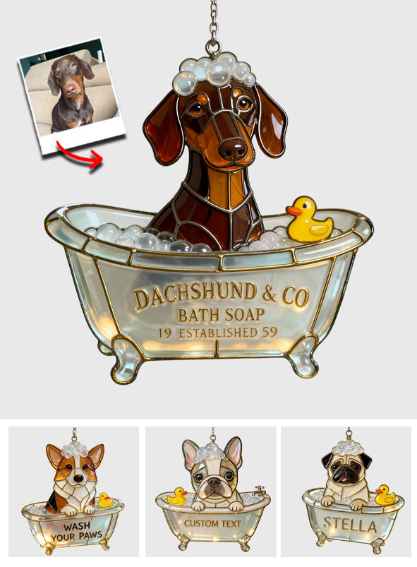 Wasche deine Pfoten Pet & Co Badeseife - Personalisierter Hunde-Hologramm-Fensterhänger Sonnenfänger