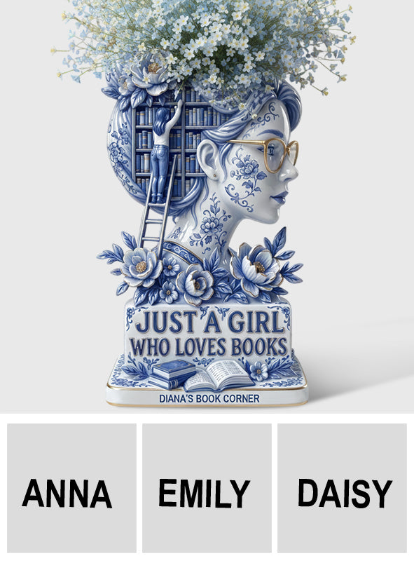 Just A Girl Who Loves Books - Personalized Book Custom Shape Acrylic Flower Vase