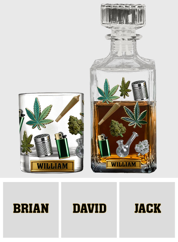Green Magic Leaves - Personalized Weed Whiskey Glass