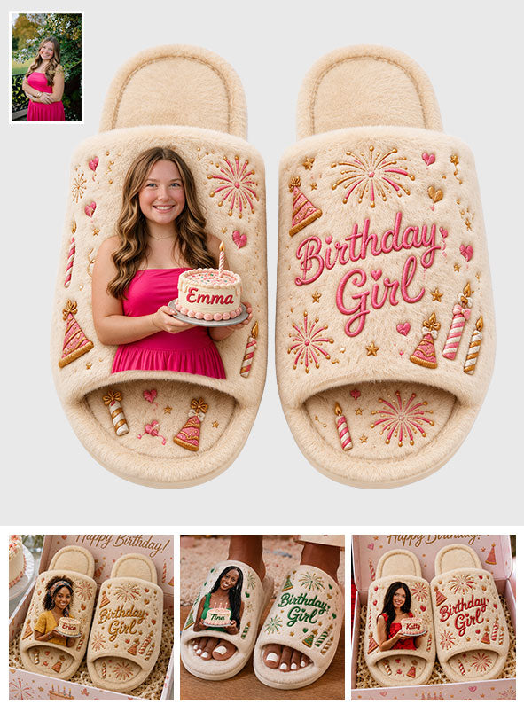 Any Photo Birthday Gift - Personalized Birthday Open-Toe Slippers