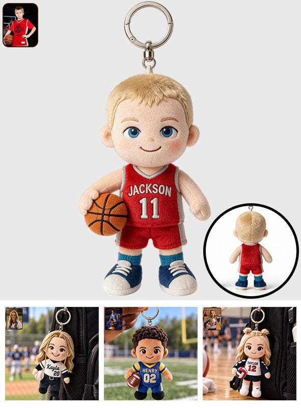 Any Sport - Basketball, Volleyball, Football,... - Personalized Volleyball Plush Keychain