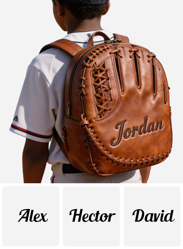 Leder Baseballhandschuh - Personalisierter Rucksack mit wechselbarem Lederpatch