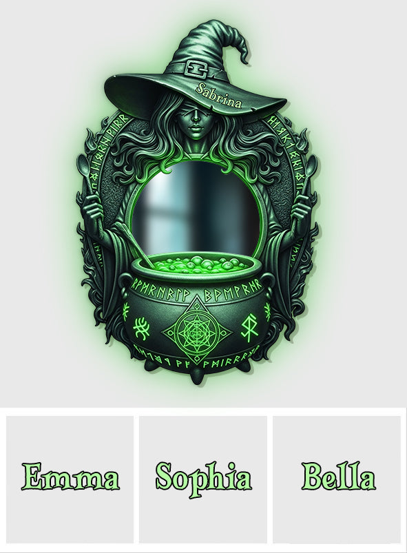 Mystische Hexensuppe – Personalisierter Hexen-Wandspiegel mit LED-Beleuchtung
