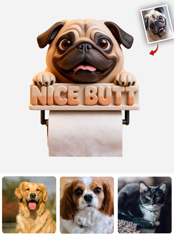 Individuell gestaltbarer Toilettenpapierhalter mit Hund – nach Foto.
