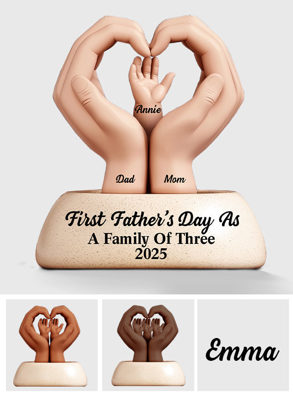 Erster Vatertag als Familie zu dritt/vier/fünf – Personalisierte, individuell geformte Acrylplakette für den Vater