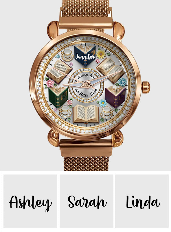 So viele Bücher, so wenig Zeit – personalisierte Buch-Damenhanduhr