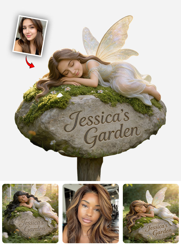 Individuelle Gartenfee nach Foto – Personalisiertes Gartenschild aus Acryl / Acrylplakette