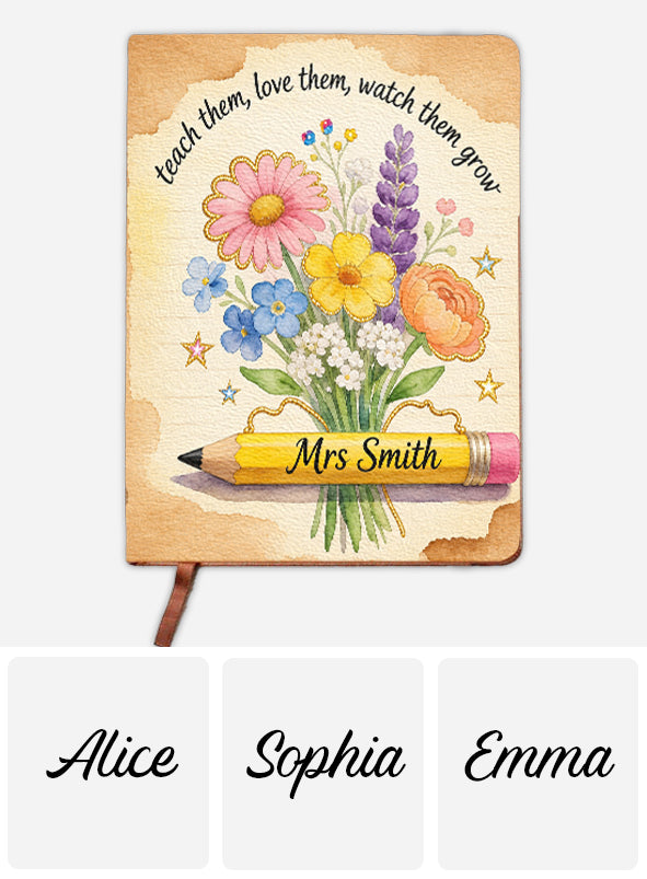 Teacher Gifts Boho Kraft - Personalized Teacher Leather Journal