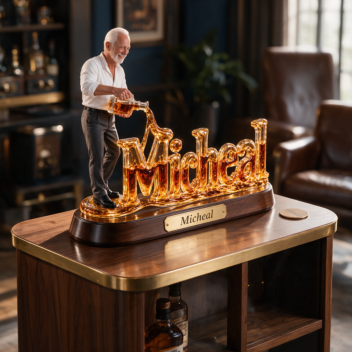 Personalized Whiskey Acrylic Plaque - Custom Photo Pouring Sculpture