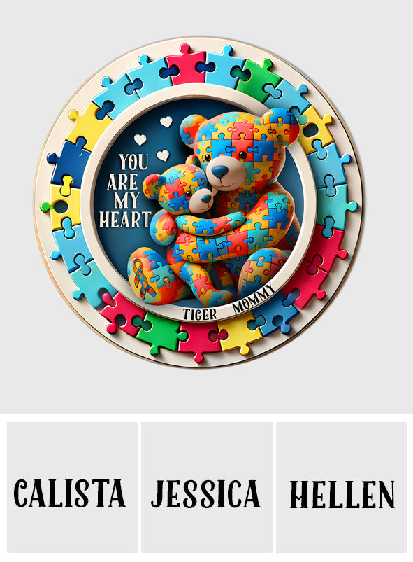 You Are My Heart - Personalized Autism Awareness Round Wood Sign