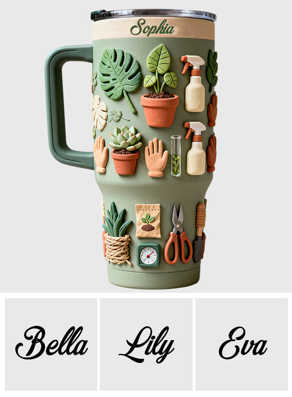 Plant Mom - Personalized Gardening Tumbler With Handle