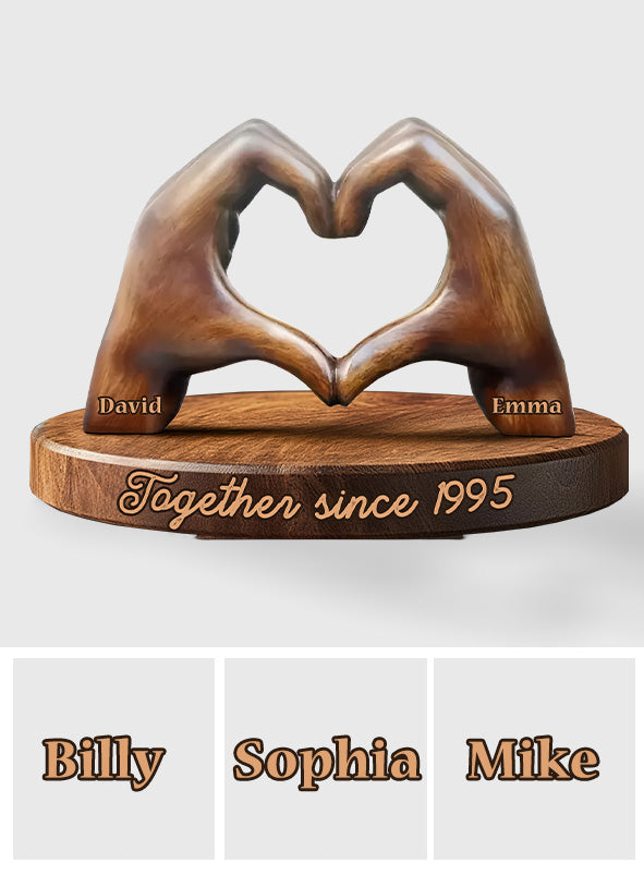 Heartfelt Love Sculpture Couple Hands - Personalized Couple Custom Shaped Wood Plaque