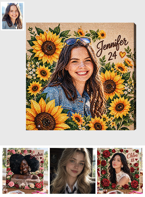 Blumen Kunst Geburtstagsgeschenk - Personalisierbares Diamantmalerei-Set