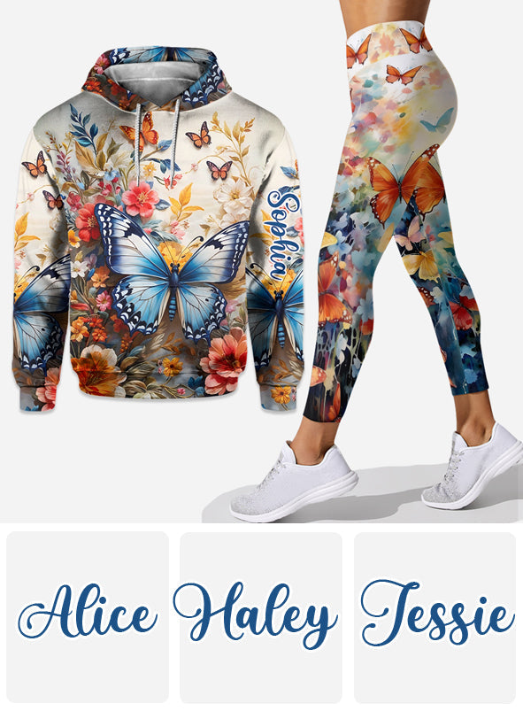 Bunter Schmetterling – Personalisierter Schmetterlings-Hoodie und Leggings