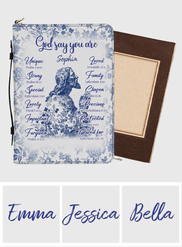 Gott sagt, du bist es – Personalisierte christliche Bibelhülle aus Leder