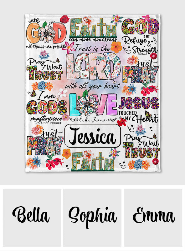 Pray Wait Trust - Personalized Christian Blanket