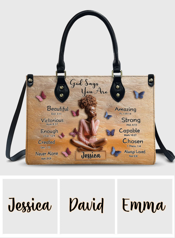 God Says You Are - Personalized African American Leather Handbag