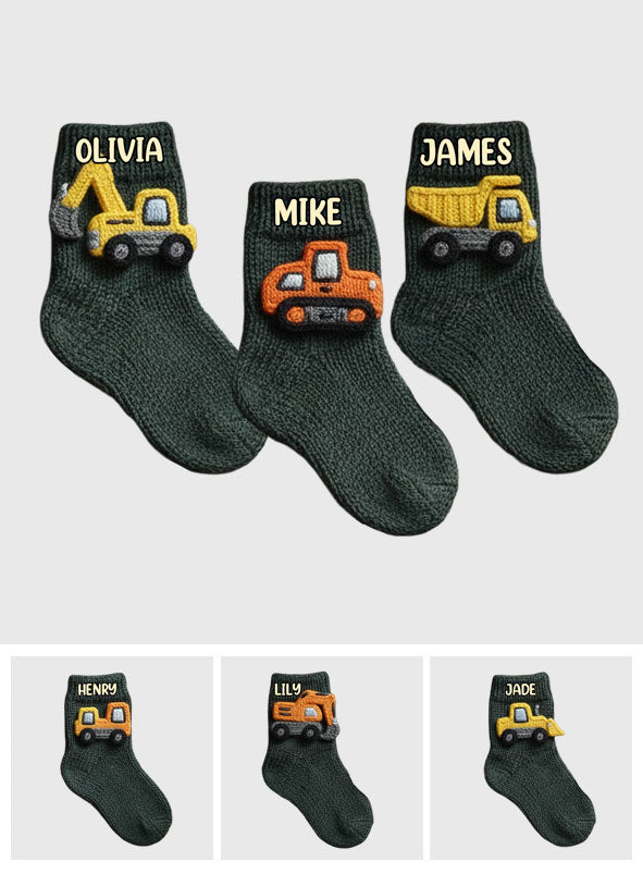 Construction Machines - Personalized Kid Socks