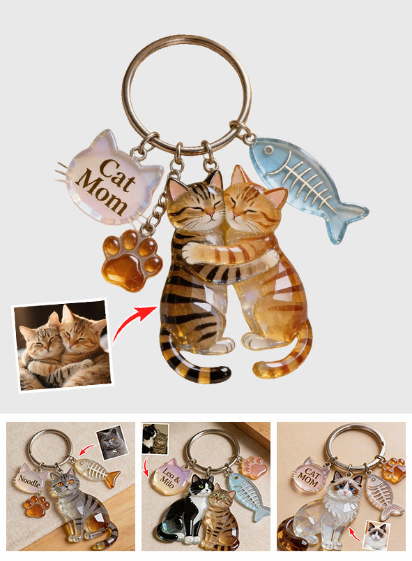 Custom Any Photo - Personalized Cat Keychain With Charms