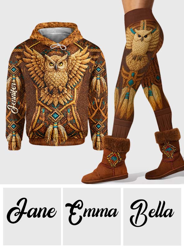 Native American Owl - Personalized American Indian Hoodie and Leggings