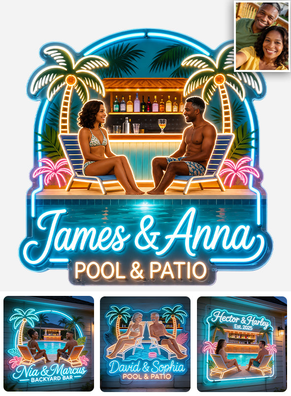 Personalisierte Neon LED Lichtsignatur für Paare - Any Photo Backyard, Pool & Patio
