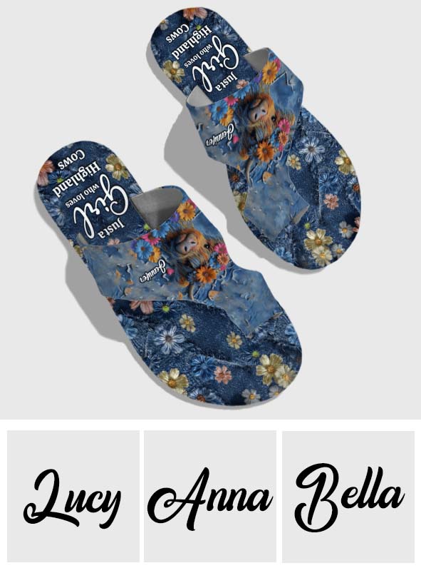 Just A Girl Who Loves Highland Cows - Personalized Highland Cow Open Toe Sandals