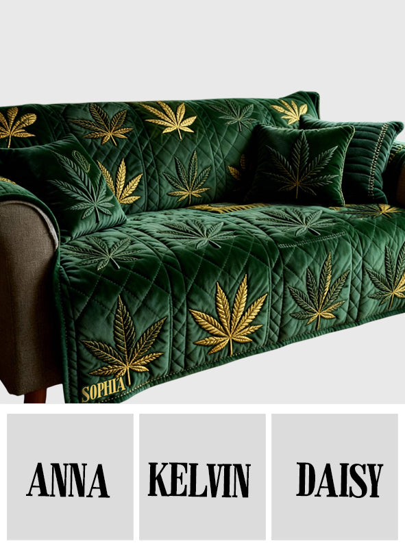 Magic Cover - Personalized Weed Quilted Sofa/Couch Cover