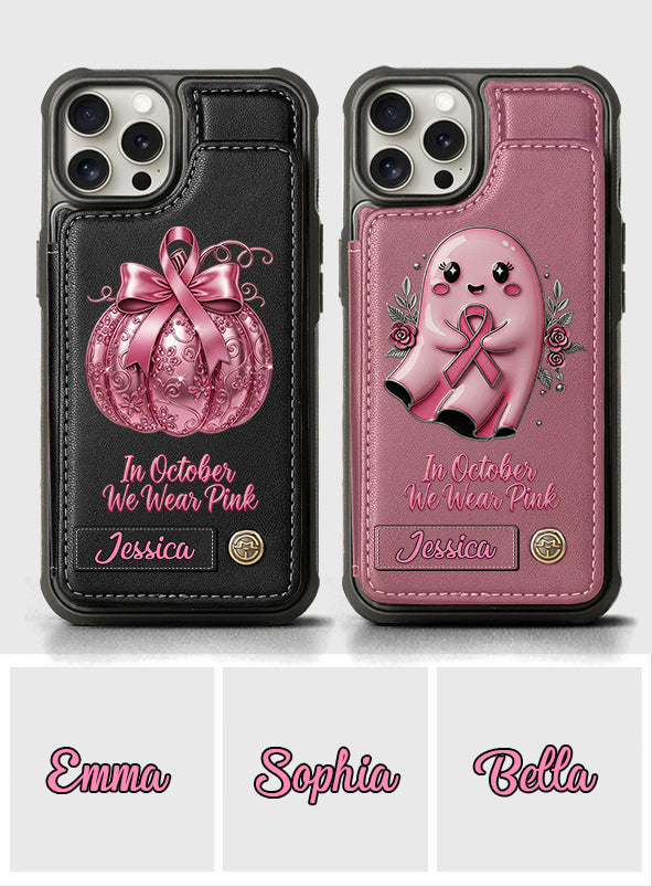 Skull And Ribbon - Personalized Breast Cancer Awareness Wallet Phone Case