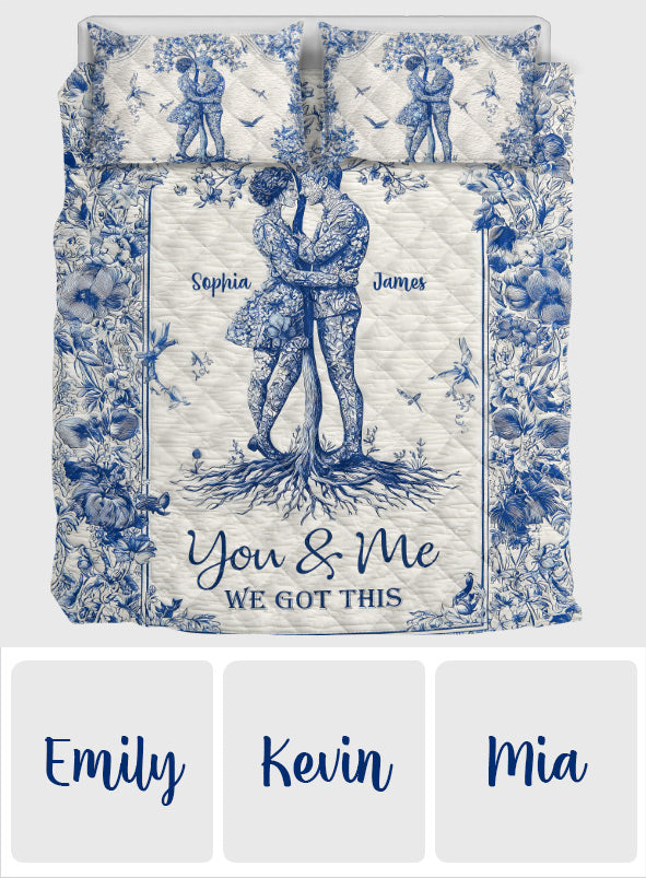 „Du und ich, wir schaffen das“ – personalisiertes Quilt-Set für Paare