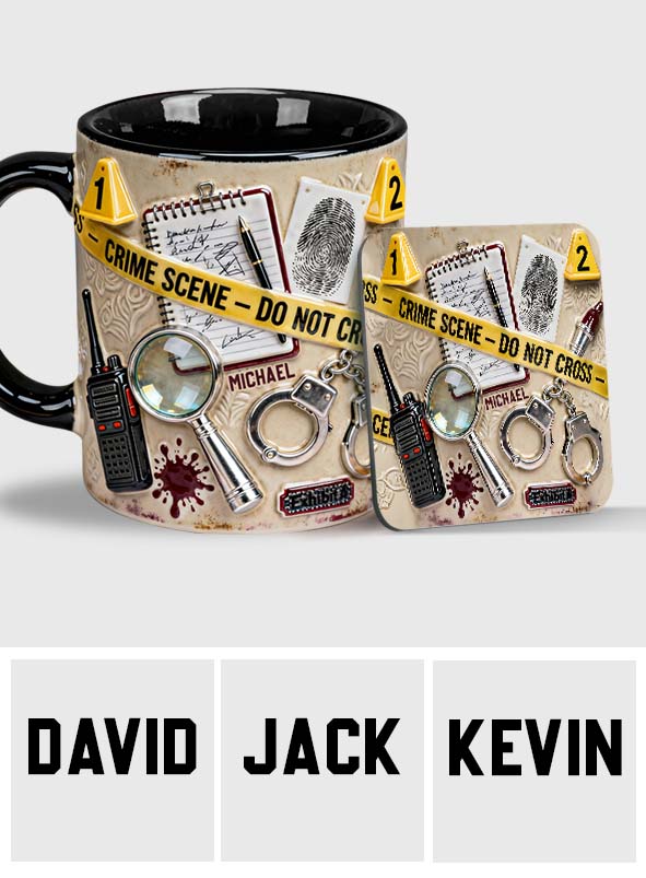 Tasse für True-Crime-Fans – Personalisierte Tasse und Untersetzer mit True-Crime-Motiv