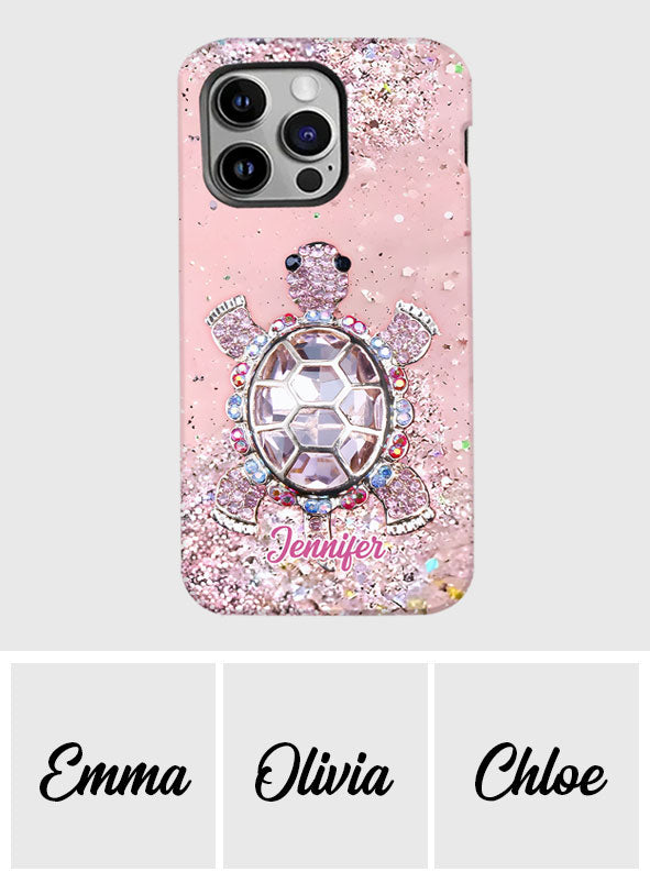 Einfach ein Mädchen, das Schildkröten liebt – Personalisierte Handyhülle mit Schildkrötenmotiv