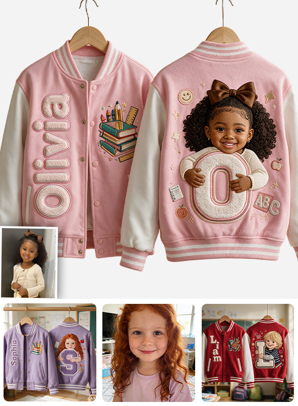 Any Photo, Custom Alphabet - Personalized Kid Varsity Jacket