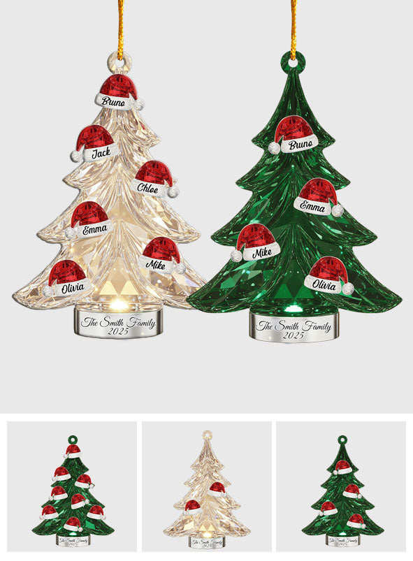 Frohe Weihnachten an die Familie – Personalisierter transparenter Familienschmuck