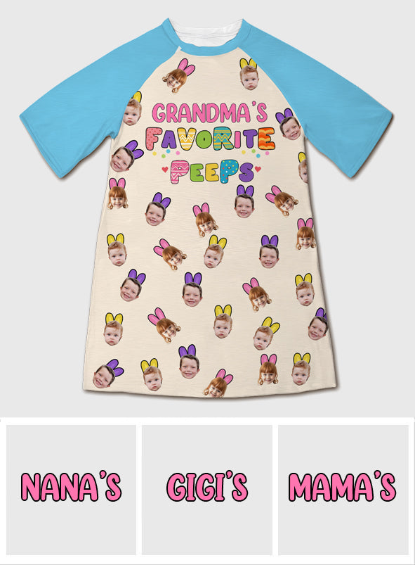Grandma's Peeps - Personalized Kid Photo Sleep T-shirt Dress