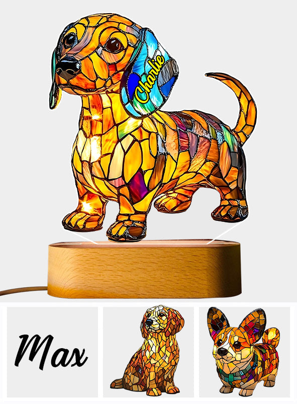 Love My Dog - Personalized Dachshund Shaped Plaque Light Base