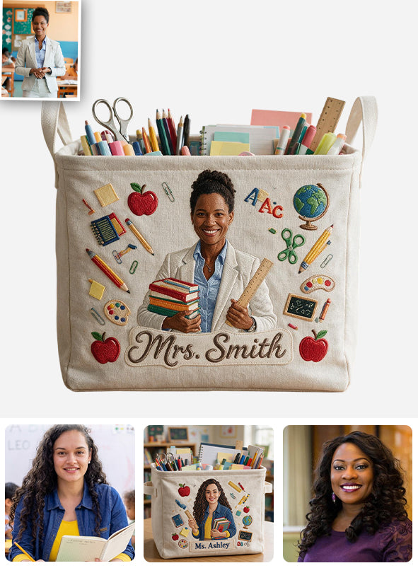 Teacher Appreciation Organizer, Back to School, Classroom Gift - Personalized Teacher Rectangle Storage Basket