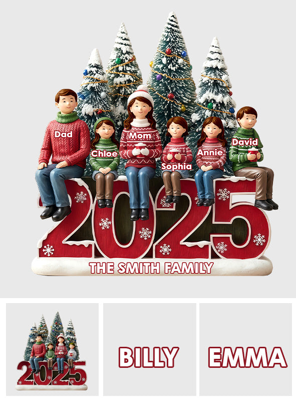 Frohe Weihnachten – Personalisierte Acrylplakette in individueller Familienform