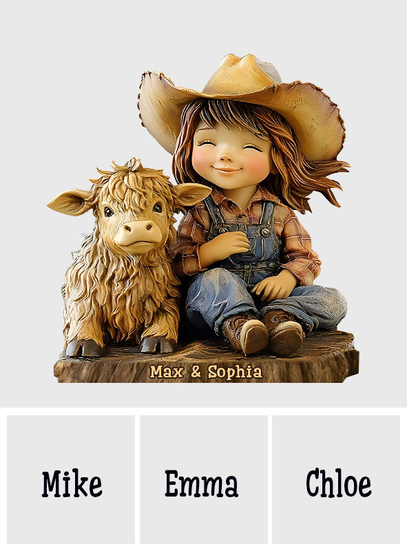 Einfach ein Mädchen, das Hochlandrinder liebt – personalisierte Acrylplakette in Form eines Hochlandrindes