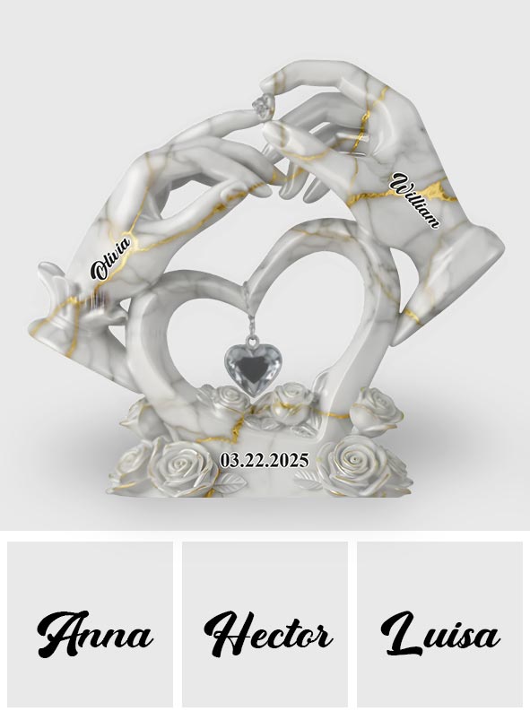 Für immer zusammen, ich liebe dich – personalisierte Acrylplakette in individueller Form für Paare