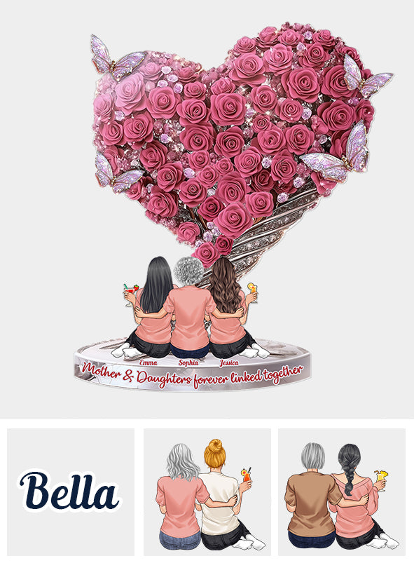 Mutter und Töchter – für immer verbunden – Personalisierte Acrylplakette in individueller Form für die Mutter